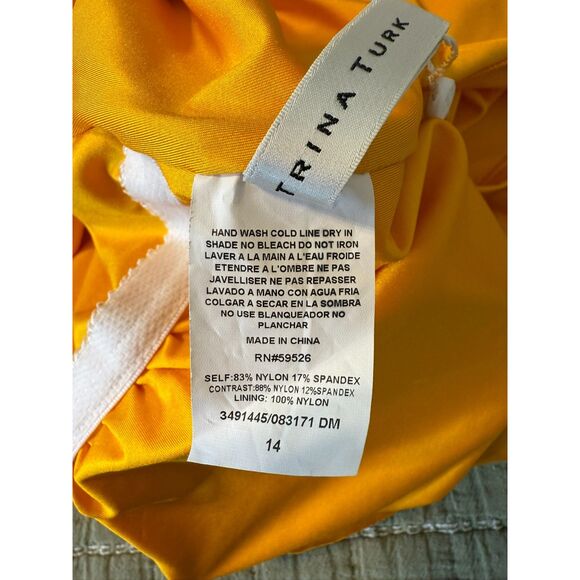NWT‎ Trina Turk Monaco Ruffle Mellow Yellow Ruffle Top 1 Piece Swimsuit Size 14 - Picture 7 of 10